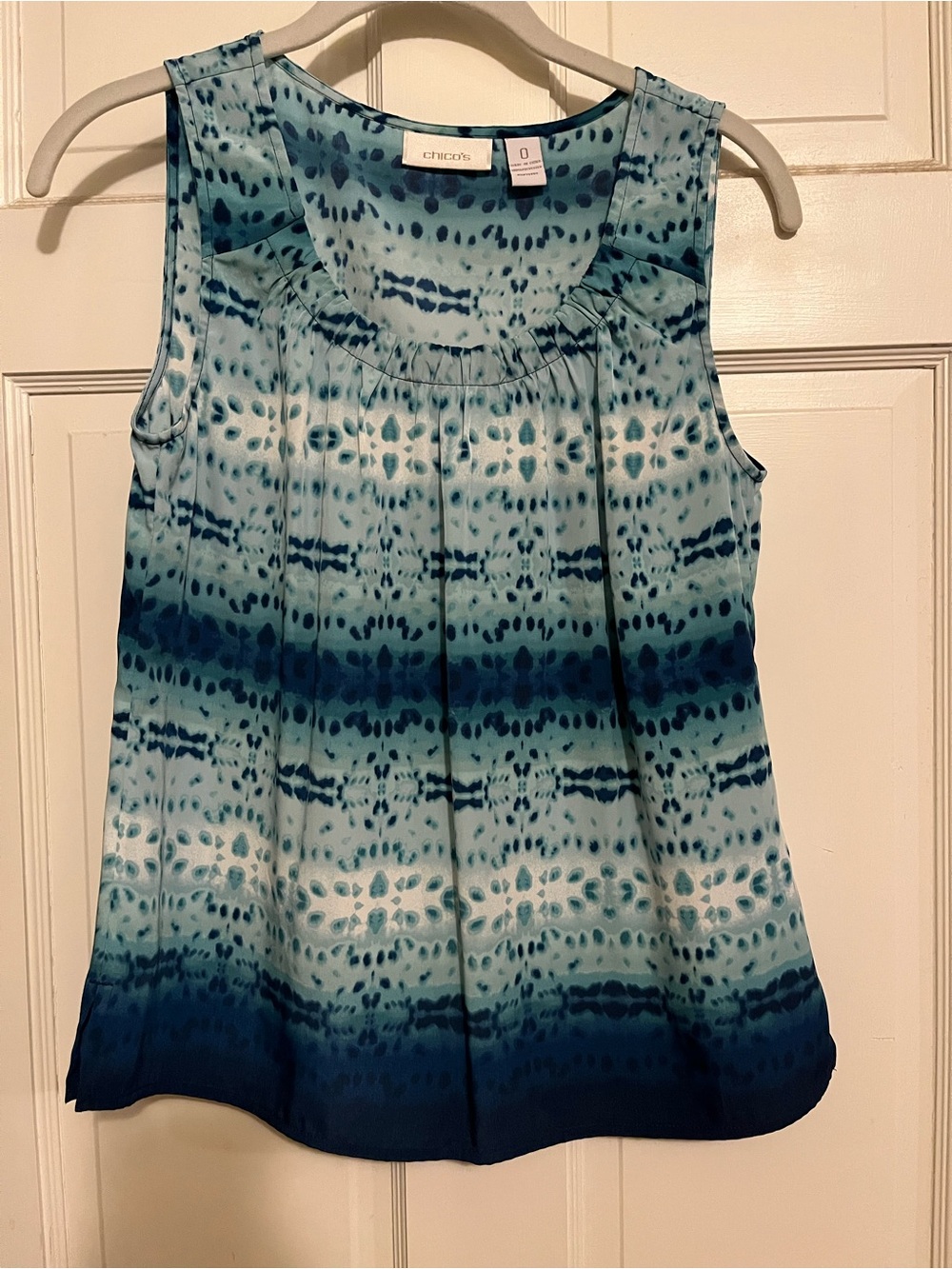 Chico's Teal and Navy Tie-Dye Sleeveless Tank